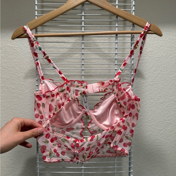 For Love And Lemons Pink Cherry Crop Top - Picture 3 of 5
